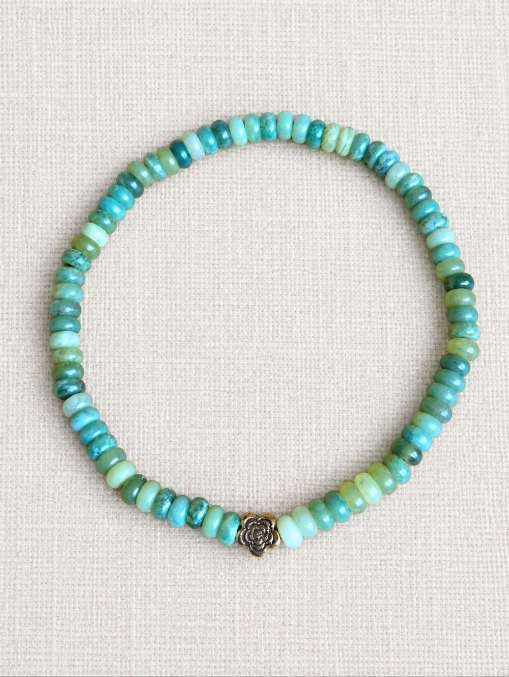 Green Jade Beaded Stretch Bracelet | Handmade